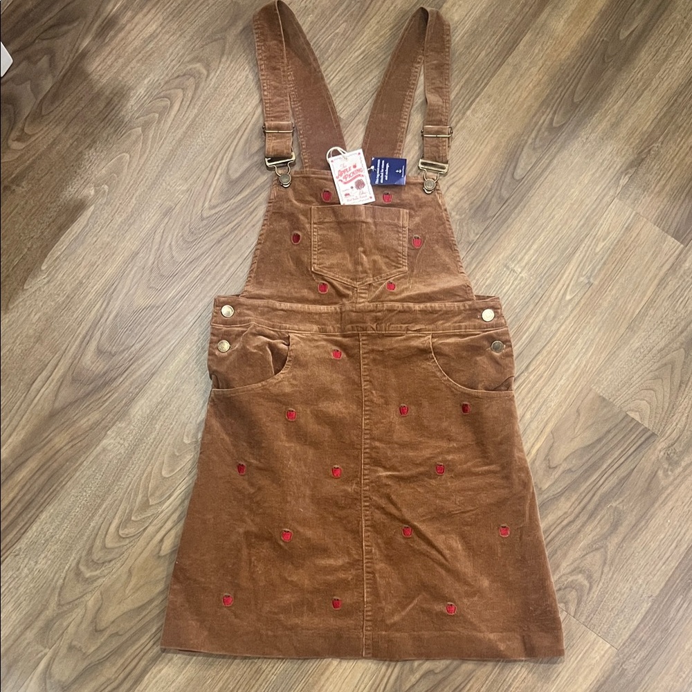 Kiel James Patrick Apple Embroidered Corduroy Jumper Dress